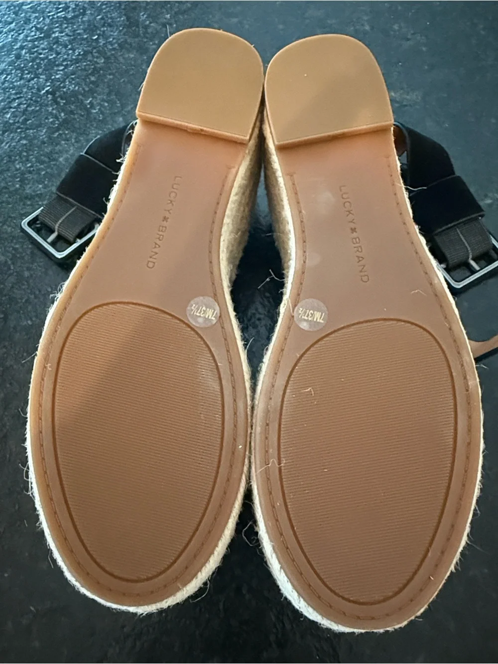 Lucky Brand Black Wedge Sandals